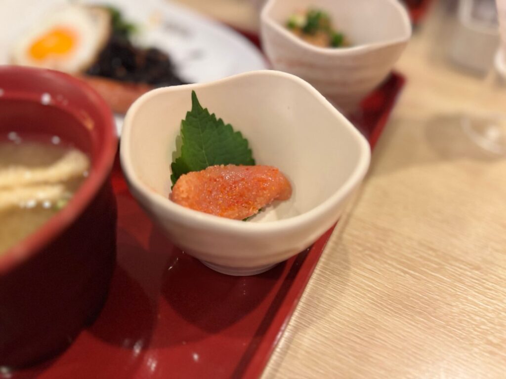 朝ごはんに付いていた明太子